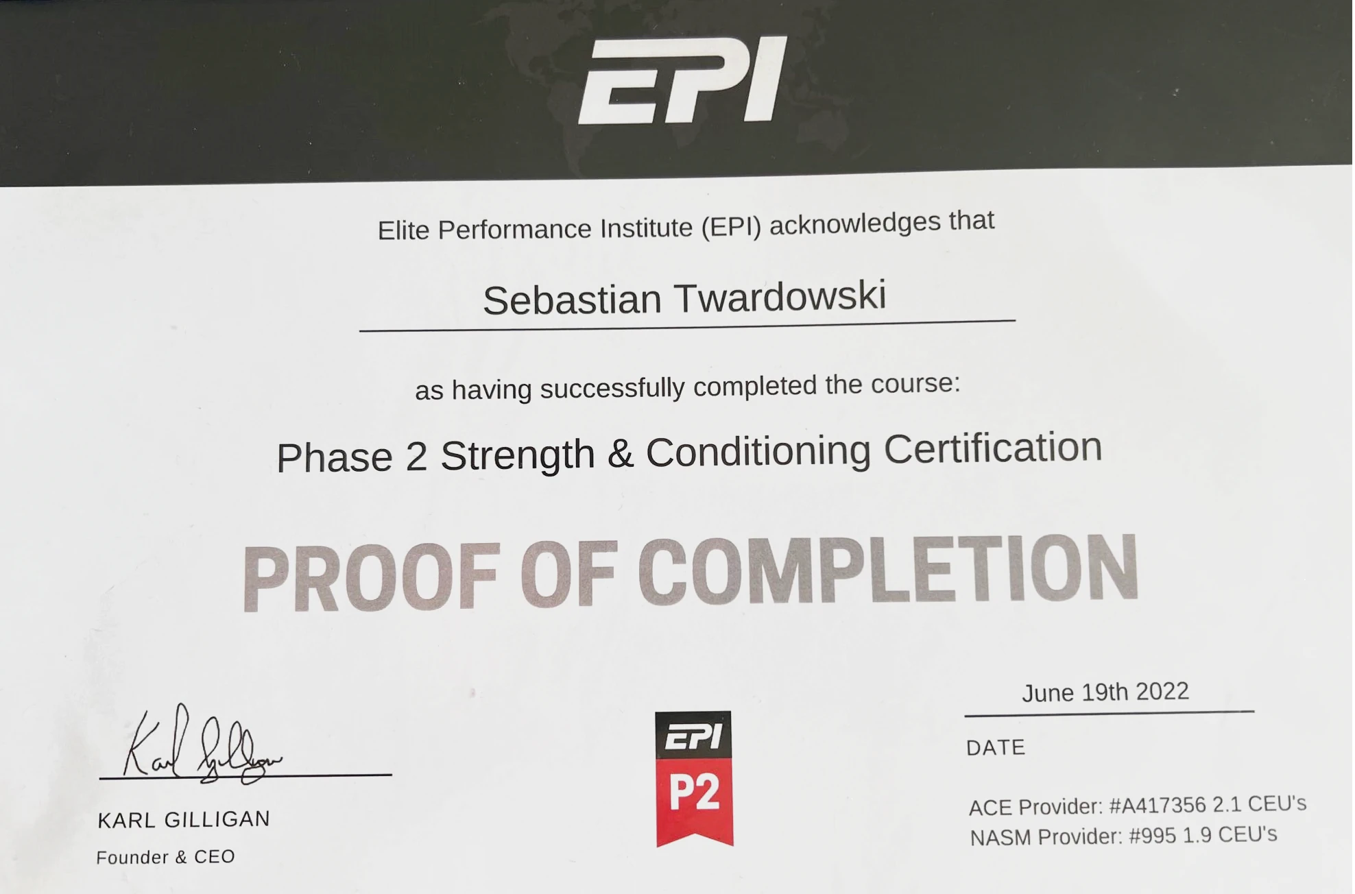 Elite Performance Institute - Certyfikacja z Siły i Kondycjonowania (Faza 2)